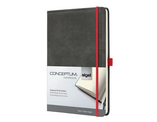 Sigel Conceptum Notizbuch Hardcover A4 194 Blatt liniert, vintage design schwarz