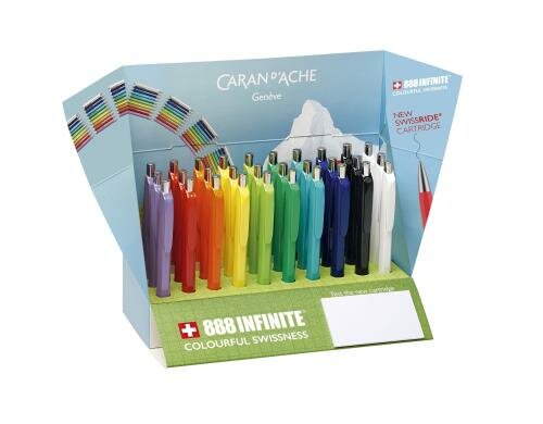 Caran d`Ache Kugelschreiber 888 assortiert, 30St mit SwissRide Mine blau M