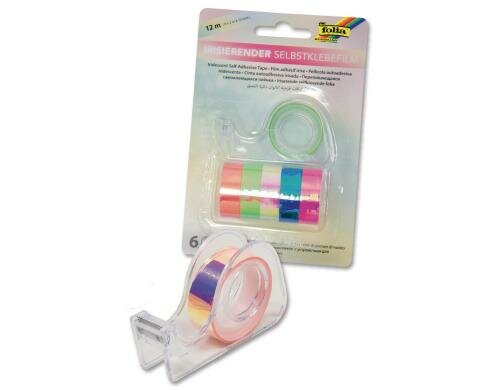 Folia Klebeband irisierend 6 Rollen, farbig sortiert, 12mm x 2 m