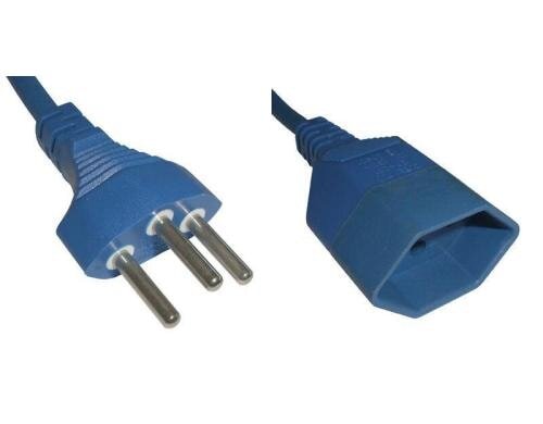 Kunststoff-Verlängerungskabel, 5m, blau 3-polig, T12/T13, Kinderschutz