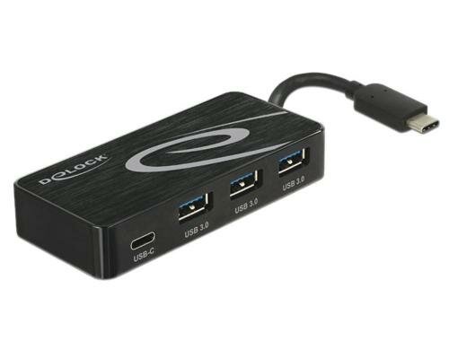 Delock USB 3.1 Hub inkl. Netzteil 3x USB Typ-A + 1 Type-C, Plug & Play
