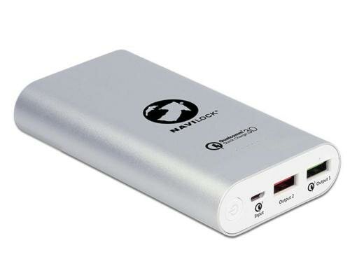 Navilock Powerbank 41501 10200mAh, 2x USB Typ-A + 1x Typ Micro-B