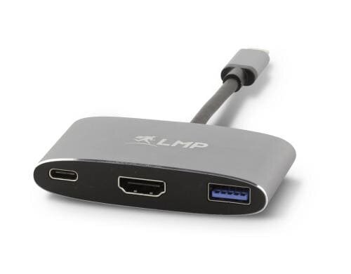 LMP USB-C 3.1 zu HDMI&USB3.0 Adapter Aluminium Gehäuse, USB-C Laden, spacegrau