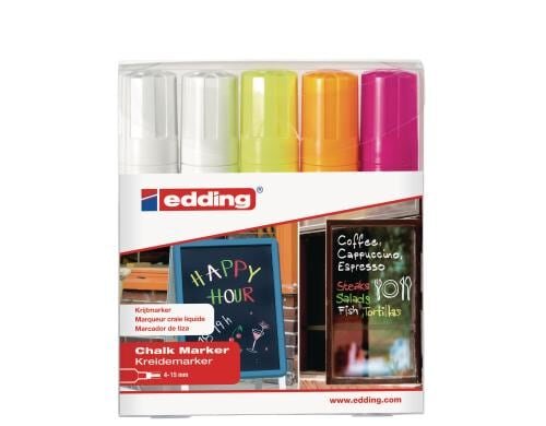 Edding Kreidemarker 4090 5er-Set 4-15mm Keilspitze, assortiert