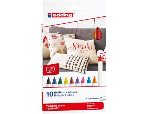 Edding Textilmarker 4600 10er-Set assortiert, 1mm