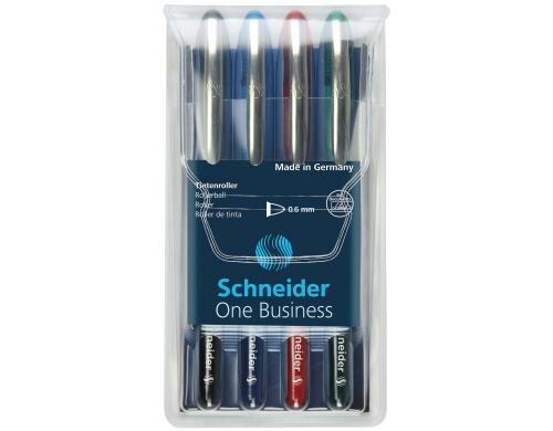 Schneider Tintenroller 1 Business 4er-Set blau, rot, schwarz, grün