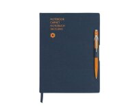 Caran dAche 849 Kugelschreiber orange und Notizbuch A5 blau