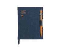 Caran dAche 849 Kugelschreiber orange und Notizbuch A6 blau