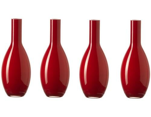 Leonardo Vase Beauty 18cm rot 4er Set 4 Stück, Grösse 7x7x18cm