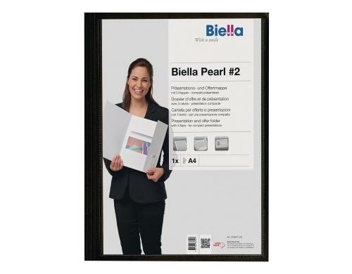 Biella Präsentations-& Offertmappe Pearl A4 schwarz mit Sichttasche