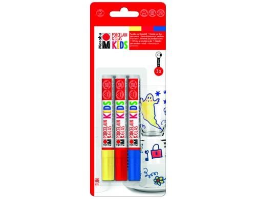 Marabu Porzellan- und Glasmalstift KIDS 3 Stifte mit Spitze 1-3 mm