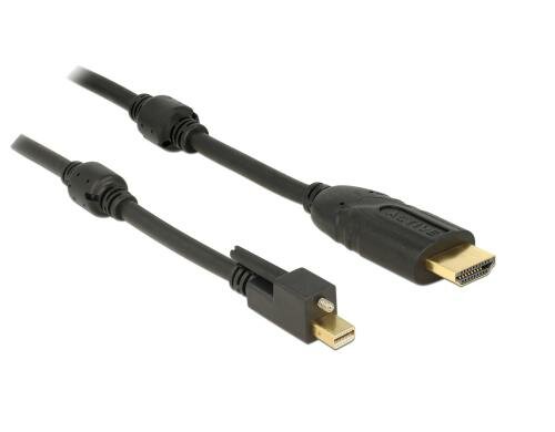 Delock MiniDisplayPort - HDMI, aktiv,4K, 1m Schwarz, Mini-DP mit Schraube