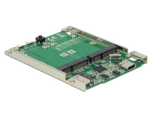Delock 2x mSATA zu USB.3.1 Typ-C Gehäuse RAID 0,1,JBOD. USB3.1 A-C Kabel 50cm