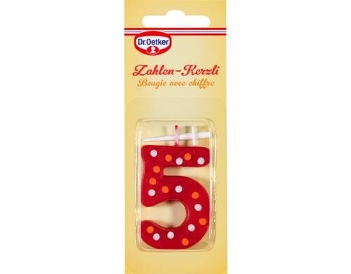 Dr. Oetker Kerzen Zahl 5 Achtung assortiert