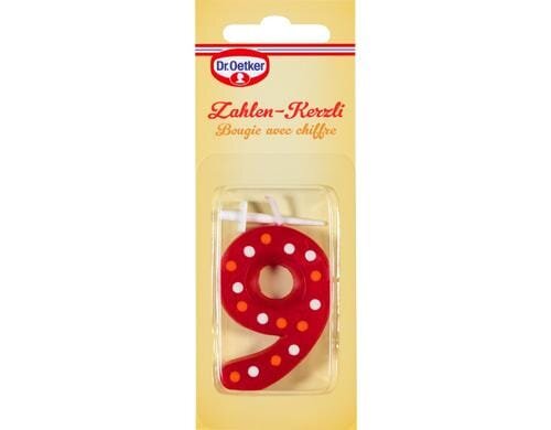 Dr. Oetker Kerzen Zahl 9 Achtung assortiert