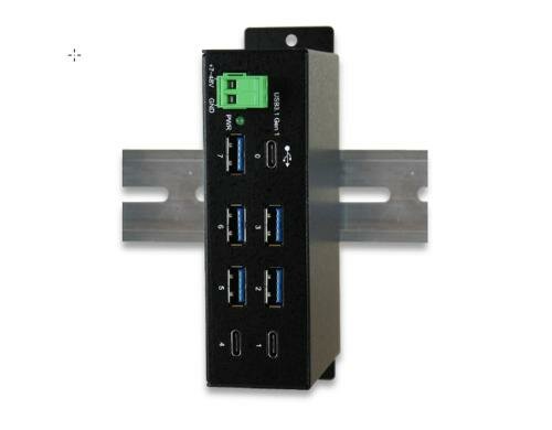 exSys EX-1196HMS, 7xUSB 3.0/3.1 MetallHUB mit C-Upload, 15KV ESD Überspannungs-Schutz