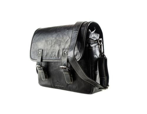 Alpenleder Kameratasche Reporter schwarz, Leder
