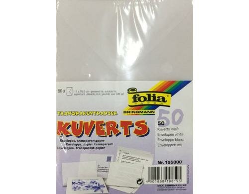 Folia Couvert Transparentpapier 115 g/m2 50 Stück, 11 x 15.5 cm, weiss