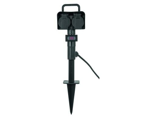 GardenLine Steckdosen-Erdpfahl 2xT13 Klappdeckel, Schalter