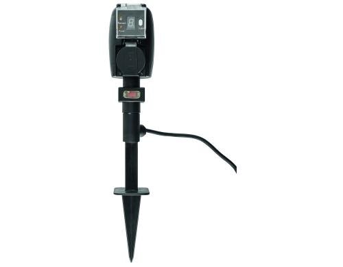GardenLine Steckdosen-Erdpfahl 2xT13, Timer Dämmerungssensor, Klappdeckel, Schalter
