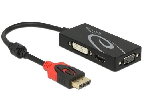 Displayport 1.2 zu HDMI/VGA/DVI Adapter, 4K benötigt DP++ Anschluss, schwarz, passiv