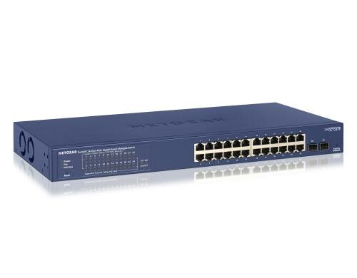 Netgear GS724TPv2:24 Port PoE Switch, 1Gbps Smart Managed, 190W PoE+, 2x SFP