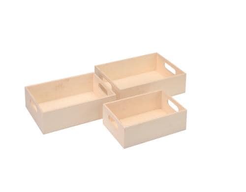 Glorex Mini-Tablett-Set FSC 17.5x11x5.5, 20 x 13.5 x 6, 22 x 15 x 6 cm