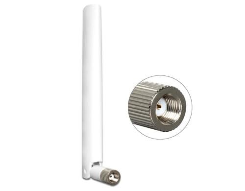 Delock WLAN Antenne, 2-5dBi, mit Kippgelenk RP-SMA Dualband 2.4 & 5Ghz, 10.8cm, weiss