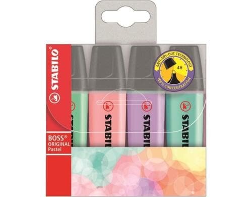 Stabilo Leuchtmarker Pastell 4er Etui türkis, rosa, lila, grün