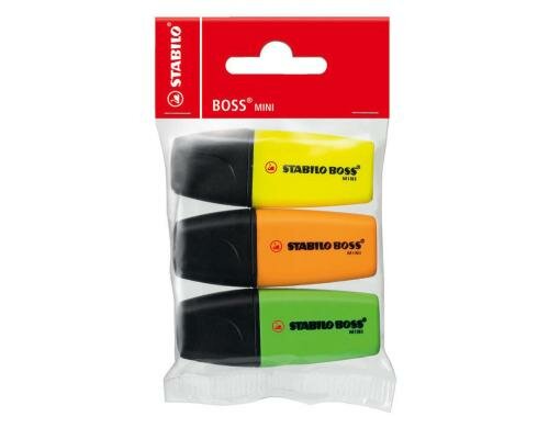 Stabilo BOSS Mini Leuchtmarker Inhalt: 3 Stk, Farben: gelb, orange, grün