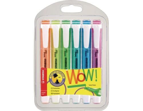 Stabilo Swing Cool Leuchtmarker 6er Etui orange, gelb, grün, türkis, blau, rosa