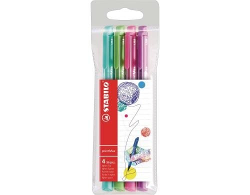 STABILO pointMax 4er Etui blau, grün, rosa, lila