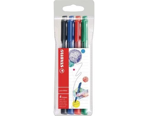 STABILO pointMax 4er Etui Standartfarb schwarz, blau, rot, grün