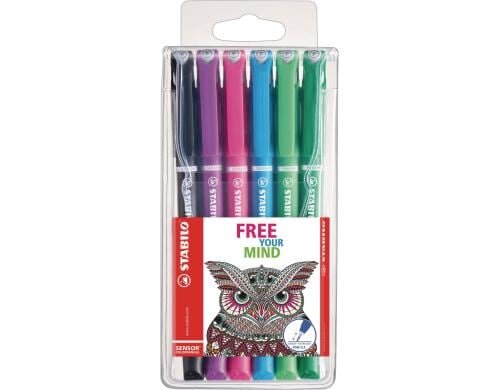 STABILO SENSOR 189 6er Etui schwarz,lila,rosa,blau,türkis,grün