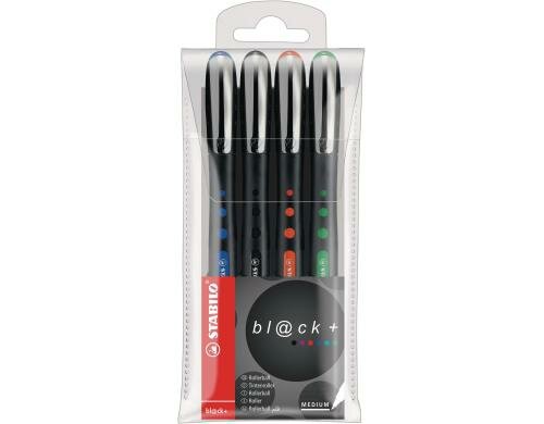 STABILO worker black+ 0.5mm 4er Etui blau, schwarz, rot, grün