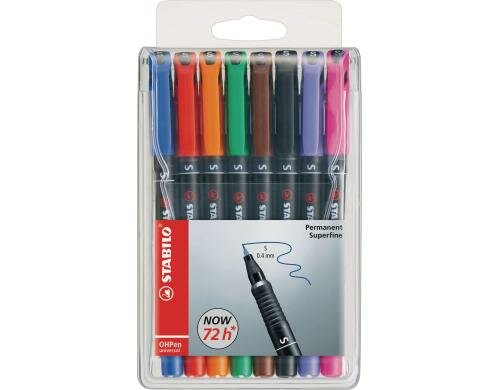 STABILO OHPen Universal Perm. S 8er Etui blau,rot,grün,schwarz,orange,braun,lila,ros