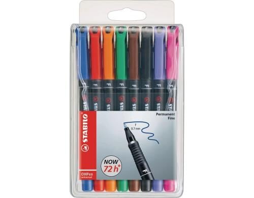 STABILO OHPen Universal Perm. F 8er Etui blau,rot,grün,schwarz,orange,braun,lila,ros