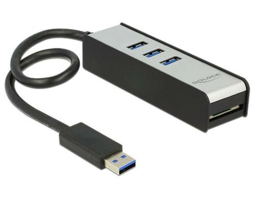 Delock USB 3.0 Hub + 1 Slot SD Card Reader 3x USB 3.0, 1 Slot SD, Kabellänge 30 cm