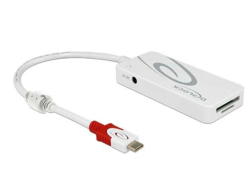 Delock USB 3.1 Hub Gen 1 Hub USB Type-C 3x USB Typ-A, 2 Slot SD Card Reader, weiss