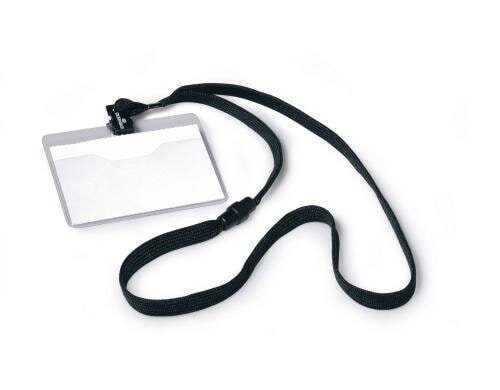 Durable Namensschild m. Textilband 60x90mm schwarz, Pack à 10 Stück