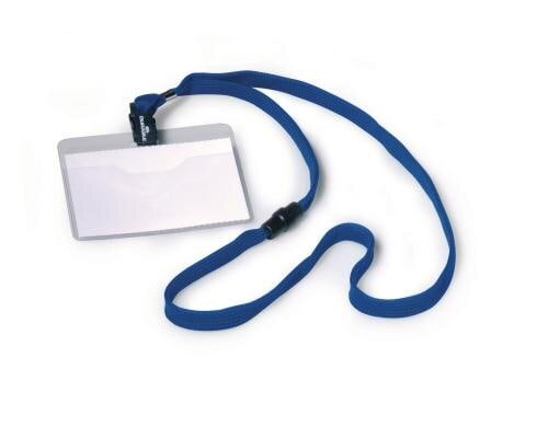 Durable Namensschild m. Textilband 60x90mm blau, Pack à 10 Stück