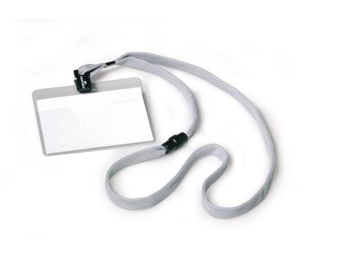 Durable Namensschild m. Textilband 60x90mm transparent, Pack à 10 Stück