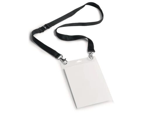 Durable Namensschild m. Textilband Duo A6 schwarz, Pack à 10 Stück