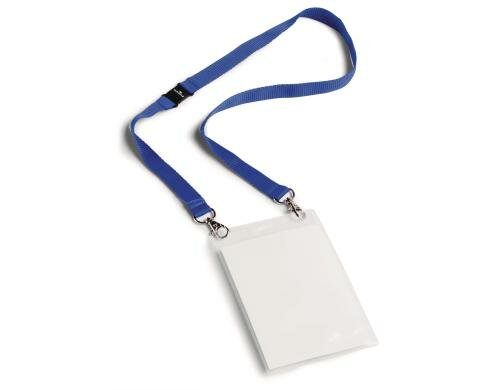 Durable Namensschild m. Textilband Duo A6 blau, Pack à 10 Stück