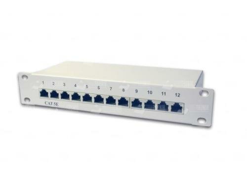 Wirewin 10 Patchpanel: 12 Port, 1HE, grau Cat.5e, zu 10 Wandschrank