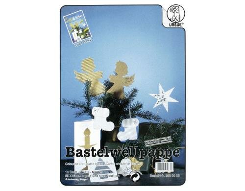 URSUS Wellpappe 260 g/m2 10 Bogen,  23 x 33 cm, silber und gold
