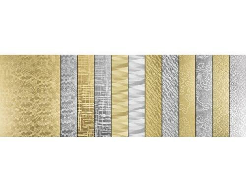 URSUS Designpapier 215 g/m2 12 Blatt/2 Farben/6 Motive, gold und silber