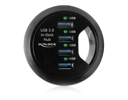 Delock Tisch-Hub 4 Port USB 3.0 4x USB 3.0 Typ-A Busche, inkl. Netzteil