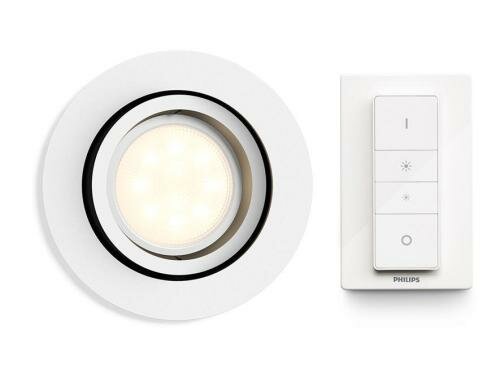 Philips Hue Einbauspot Milliskin rund weiss, mit Dimmerswitch, GU10, 250 lm