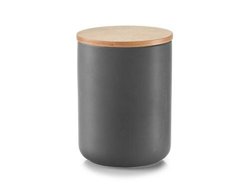 Zeller Present Vorratsdose mit Bamboodeckel 1150ml, Keramik anthrazit, Ø12x16